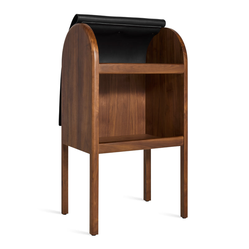 Nightcap Bar Cabinet in Walnut / Caviar Leather - Angle 1