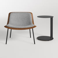 Nonesuch Upholstered Lounge Chair in Walnut / Vesper Light Grey - Angle 3