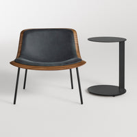 Nonesuch Upholstered Lounge Chair in Walnut / Ink Leather - Angle 3