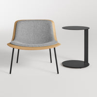 Nonesuch Upholstered Lounge Chair in White Oak / Vesper Light Grey - Angle 3