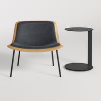 Nonesuch Upholstered Lounge Chair in White Oak / Ink Leather - Angle 3