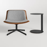 Nonesuch Swivel Upholstered Lounge Chair in Walnut / Vesper Light Grey - Angle 3