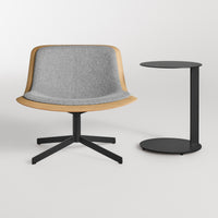 Nonesuch Swivel Upholstered Lounge Chair in White Oak / Vesper Light Grey - Angle 3