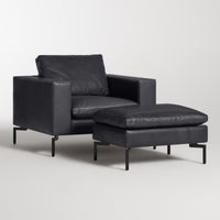 New Standard Ottoman en Granite Leather - ángulo 4