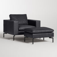 New Standard Lounge Chair in Granite Leather - Angle 10