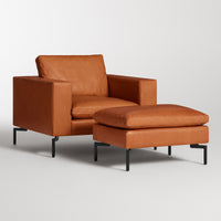 New Standard Ottoman in Toffee Leather - Angle 4