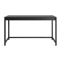 Open Plan Large Desk in Black on Oak - Angle 1