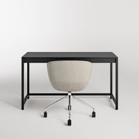 Open Plan Large Desk in Black on Oak - Angle 3