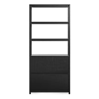 Open Plan Tall Bookcase in Black on Ash - Angle 7