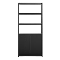Open Plan Tall Bookcase in Black on Ash - Angle 1