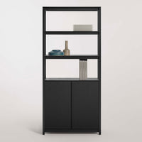 Open Plan Tall Bookcase in Black on Ash - Angle 9