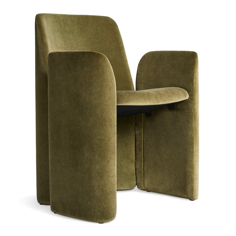 Parentheses Chair in Moss Velvet - Angle 1