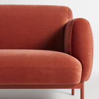 Puff Puff 67" Sofa in Tomato Velvet - Angle 8