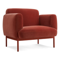 Puff Puff Lounge Chair in Tomato Velvet - Angle 4
