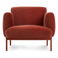 Puff Puff Lounge Chair in Tomato Velvet - Angle 1