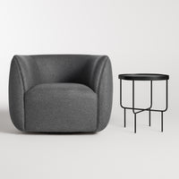 Roundhouse Low Side Table in Black on Oak - Angle 7