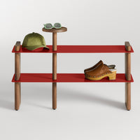 Shoegaze Shoe Rack in Walnut / Carmine - Angle 2