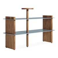 Shoegaze Shoe Rack in Walnut / Grey Blue - Angle 4