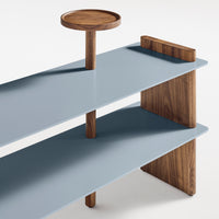 Shoegaze Shoe Rack in Walnut / Grey Blue - Angle 6