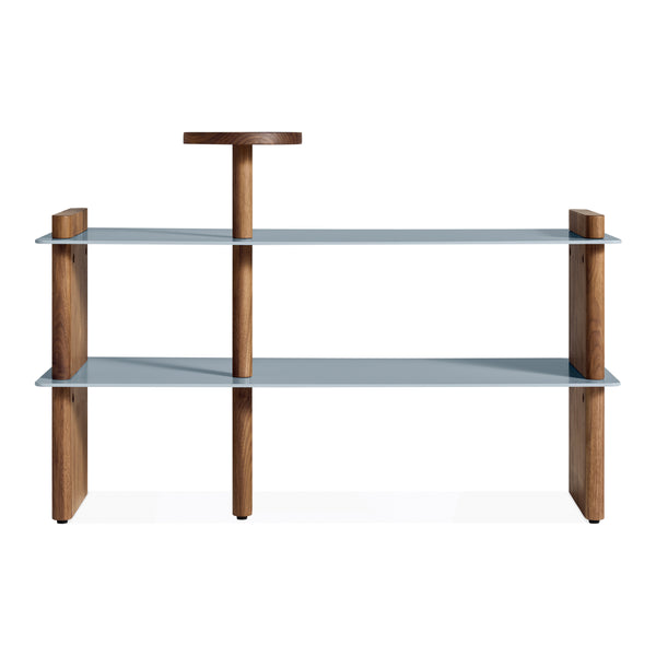 Shoegaze Shoe Rack in Walnut / Grey Blue - Angle 1