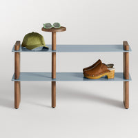 Shoegaze Shoe Rack in Walnut / Grey Blue - Angle 2
