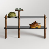 Shoegaze Shoe Rack in Walnut / Oblivion - Angle 2