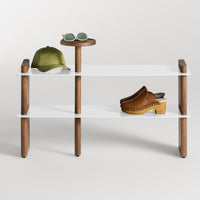 Shoegaze Shoe Rack in Walnut / White - Angle 2