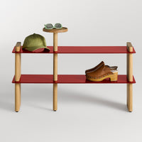 Shoegaze Shoe Rack in White Oak / Carmine - Angle 2
