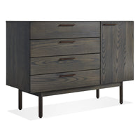 Shale 4 Drawer / 1 Door Credenza in Smoke - Angle 3