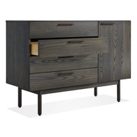 Shale 4 Drawer / 1 Door Credenza in Smoke - Angle 4