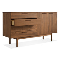 Shale 4 Drawer / 2 Door Credenza in Walnut - Angle 4