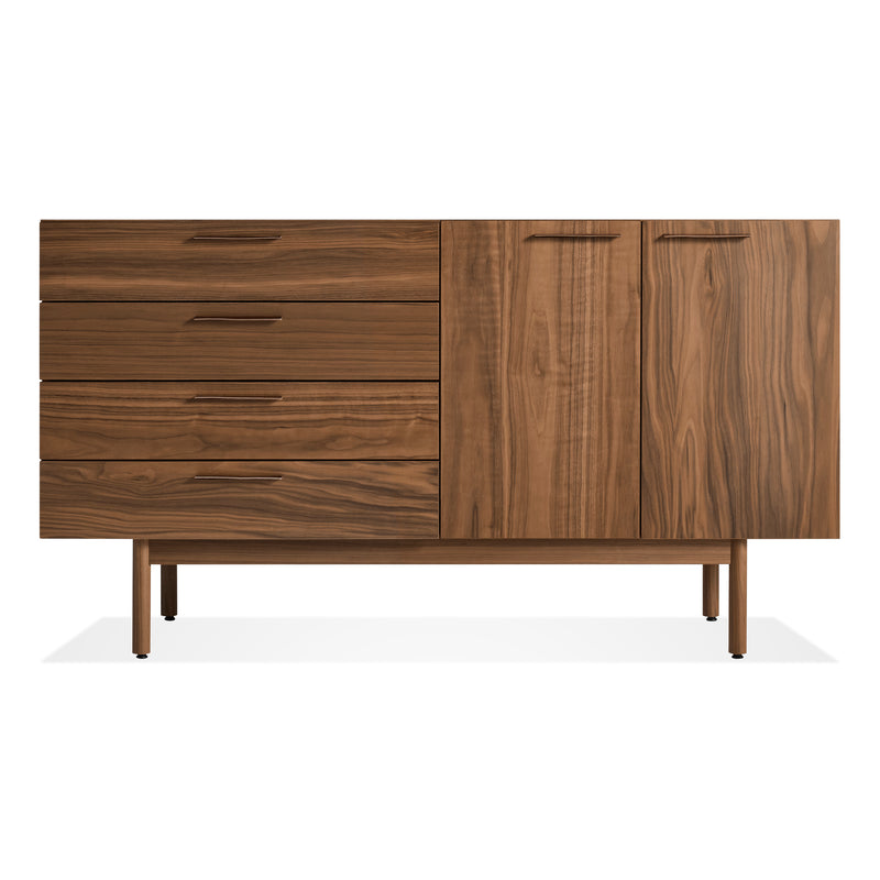 Shale 4 Drawer / 2 Door Credenza in Walnut - Angle 1