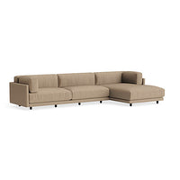 Sunday Sofa with Chaise in Otter Velvet - Angle 6