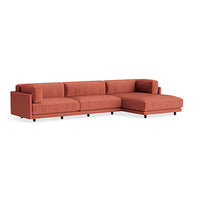 Sunday Sofa with Chaise in Tomato Velvet - Angle 6