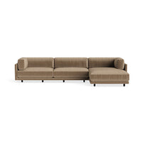 Sunday Sofa with Chaise in Otter Velvet - Angle 1