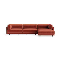 Sunday Sofa with Chaise in Tomato Velvet - Angle 1