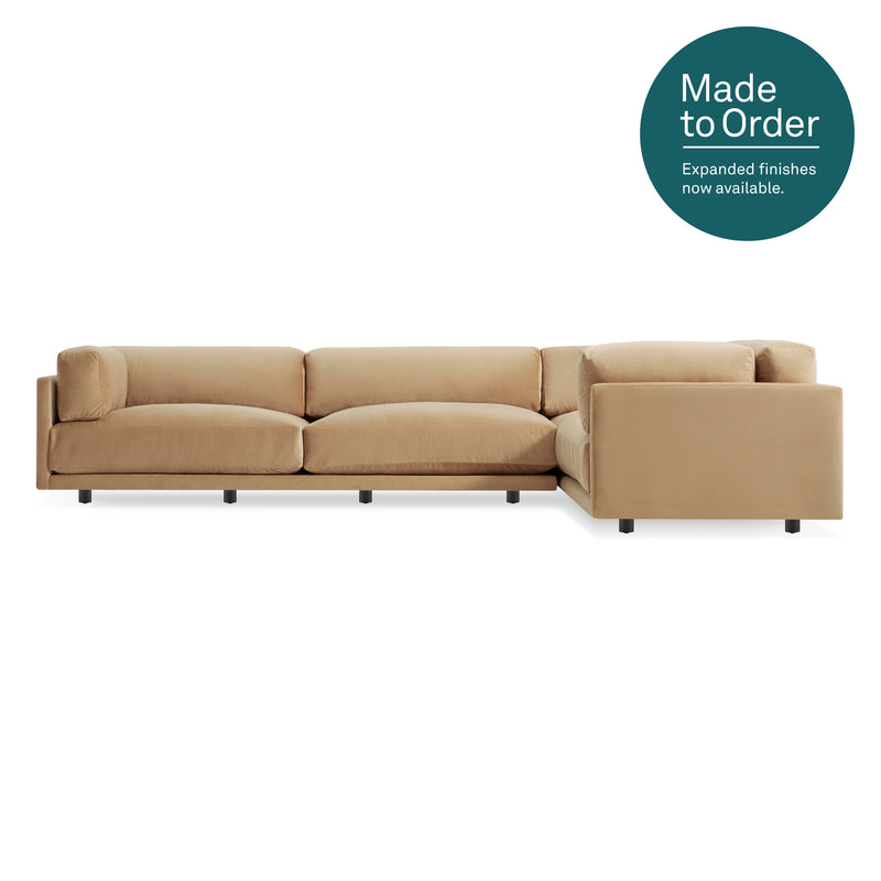 Sunday L Sectional Sofa in Camel Velvet