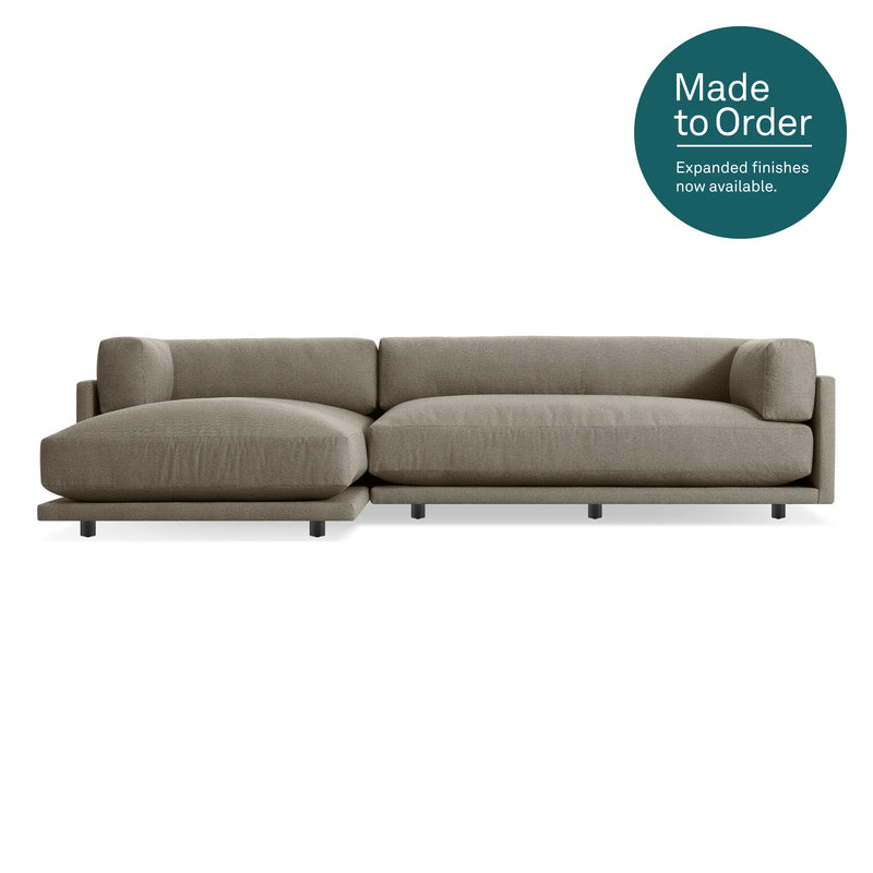 Sunday Small Sofa with Chaise in Sanford Black - Angle 1