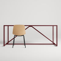 Strut 75" Dining Table in Oxblood - Angle 3