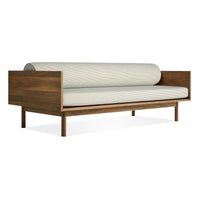 Souvenir Sofa in Irving Grey Blue Stripe / Walnut - Angle 4