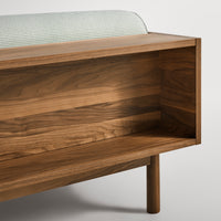 Souvenir Sofa in Irving Grey Blue Stripe / Walnut - Angle 10