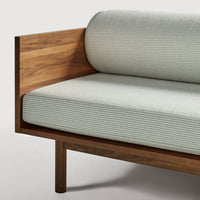 Souvenir Sofa in Irving Grey Blue Stripe / Walnut - Angle 9