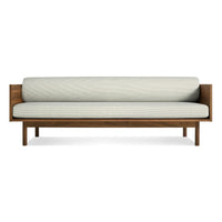 Souvenir Sofa in Irving Grey Blue Stripe / Walnut - Angle 1