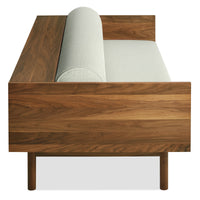 Souvenir Sofa in Irving Grey Blue Stripe / Walnut - Angle 6