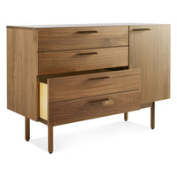 Shale 4 Drawer / 1 Door Credenza in Walnut - Angle 4