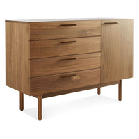 Shale 4 Drawer / 1 Door Credenza in Walnut - Angle 3