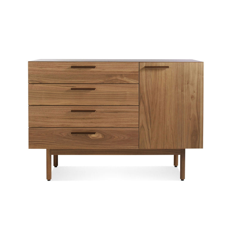 Shale 4 Drawer / 1 Door Credenza in Walnut