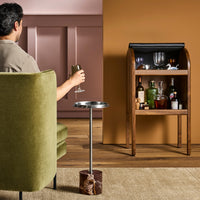 Nightcap Bar Cabinet in Walnut / Caviar Leather - Angle 2