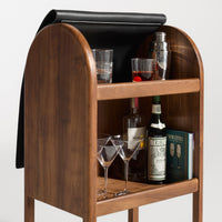Nightcap Bar Cabinet in Walnut / Caviar Leather - Angle 3
