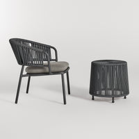 Tether Outdoor Ottoman in Charcoal - Angle 4